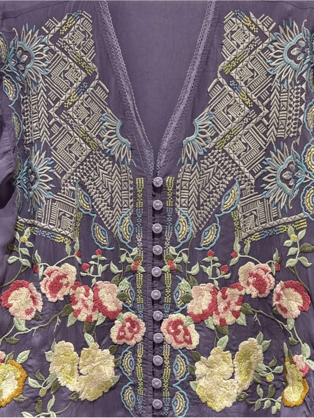🌸Gorgeous Johnny Was XS (Runs Big) Castana Heavily Embroidered Blouse EUC - Picture 2 of 7